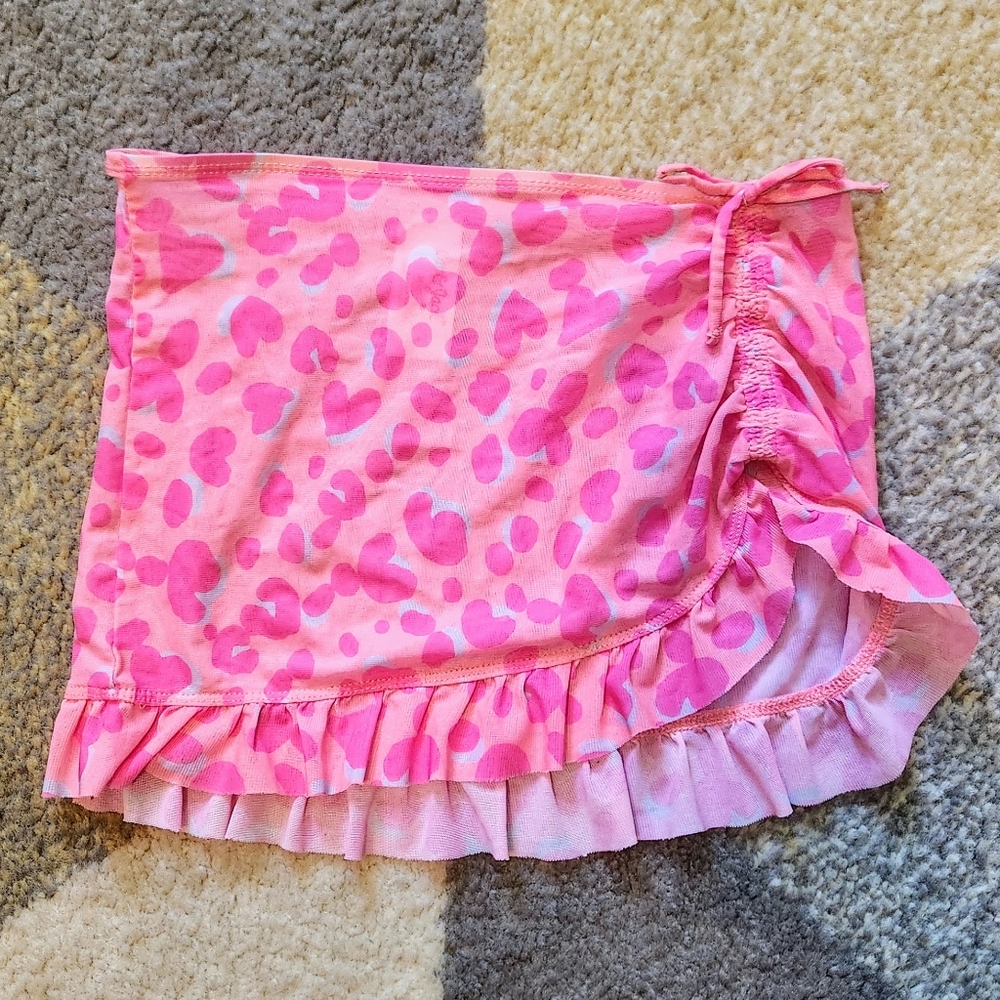 Pink Leopard Swimsuit Cover-Up Skirt – Girls Size 8/M